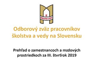 Prehľad o zamestnancoch a mzdových prostriedkoch za III. štvrťrok 2019