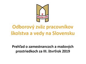 Prehľad o zamestnancoch a mzdových prostriedkoch za III. štvrťrok 2019