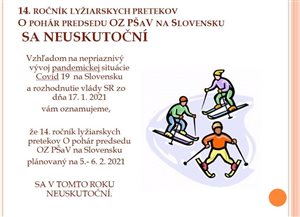 14. ročník lyžiarskych pretekov o pohár predsedu OZ PŠaV sa neuskutoční