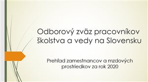 Prehľad zamestnancov a mzdových prostriedkov za rok 2020