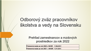 Prehľad o zamestnancoch a mzdových prostriedkoch za rok 2022